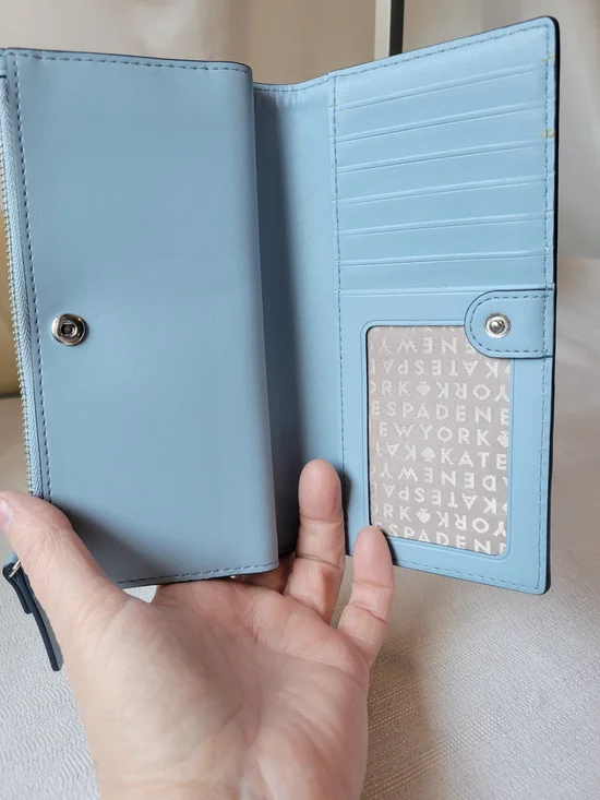 kate spade Spencer Light Blue Slim Bi-fold Wallet - Picture 3 of 5